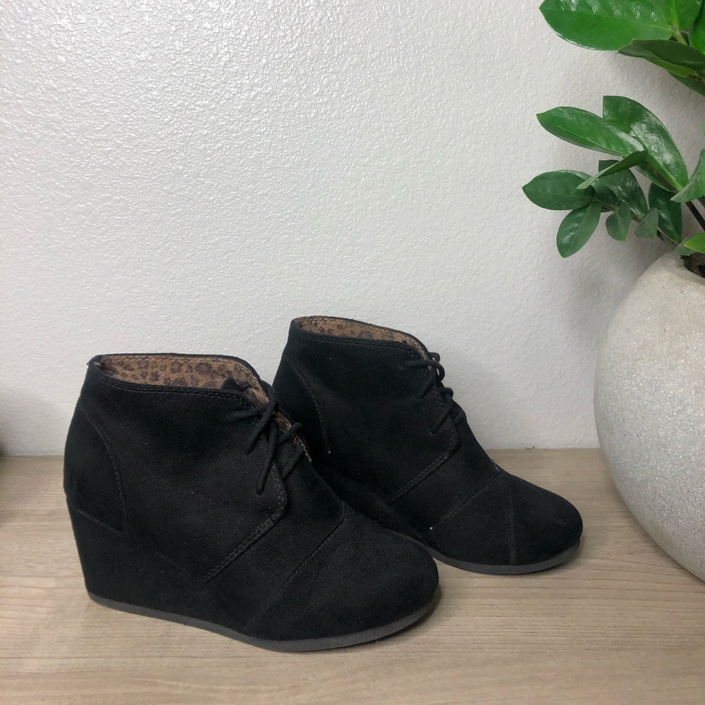 Black Wedge Booties